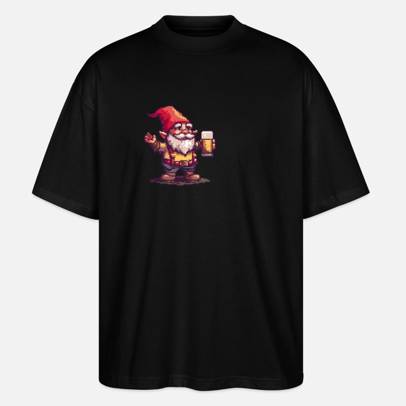 Gartenzwerg Bier Pixel - Stanley/Stella Oversized Unisex Bio T-Shirt Blaster 2.0 - Schwarz