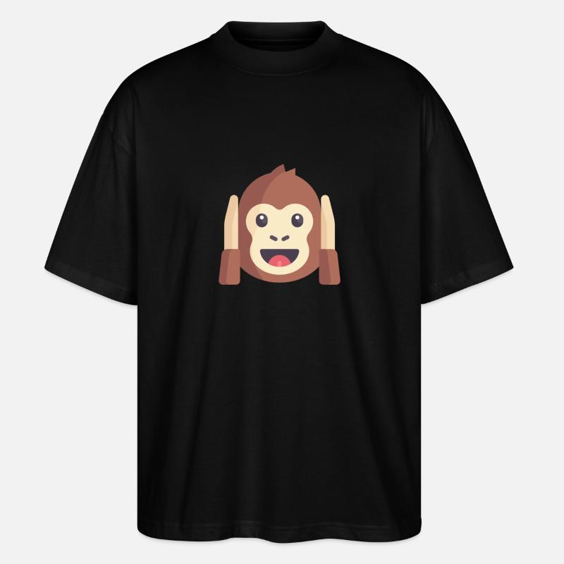émoticône de singe mignon - T-shirt bio Blaster 2.0 coupe oversize Stanley/Stella Unisexe - noir