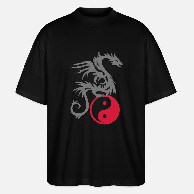 Drachen DRAKO | Yin & Yang - Stanley/Stella Oversized Unisex Bio T-Shirt Blaster 2.0 - Schwarz