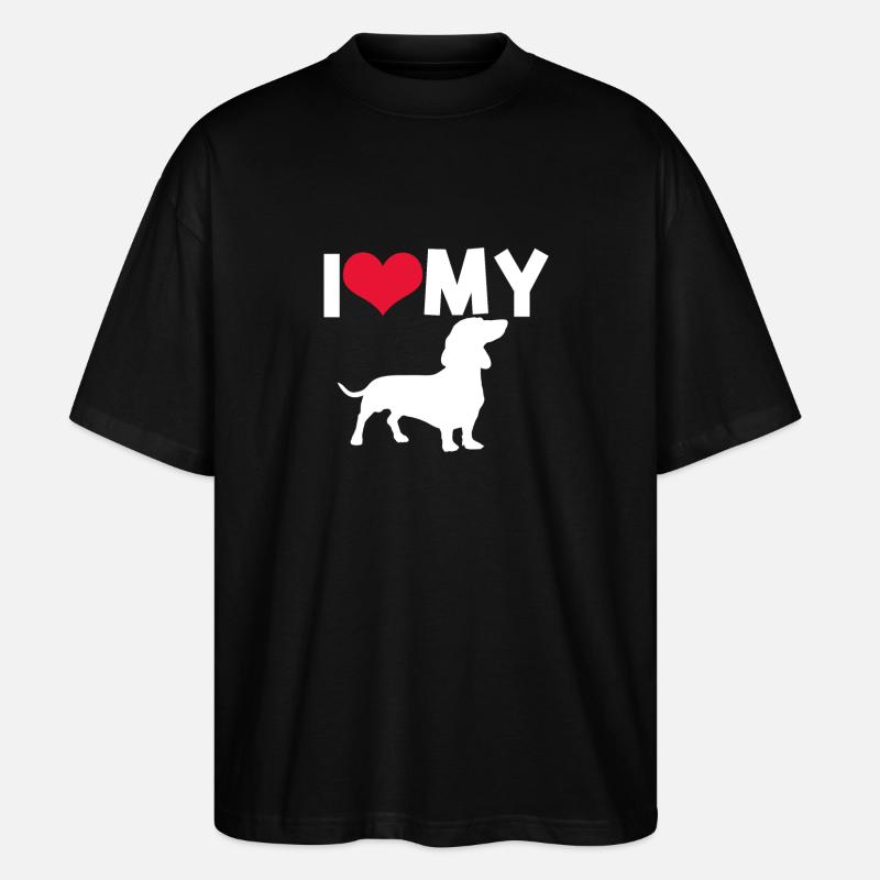 Dackel Liebe - Stanley/Stella Oversized Unisex Bio T-Shirt Blaster 2.0 - Schwarz