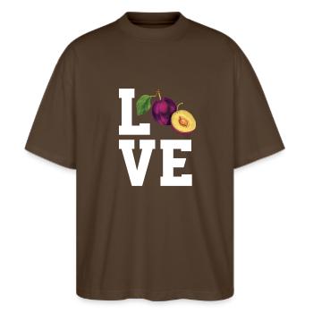 Dear plums - Stanley/Stella Oversized Unisex Organic T-shirt Blaster 2.0 - mocha - Front - Alina (178cm) & Michal (187cm)