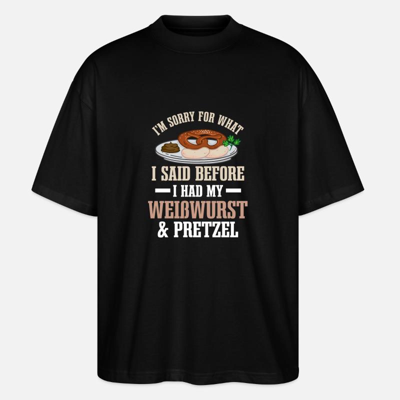 Saucisse blanche et bretzel - T-shirt bio Blaster 2.0 coupe oversize Stanley/Stella Unisexe - noir