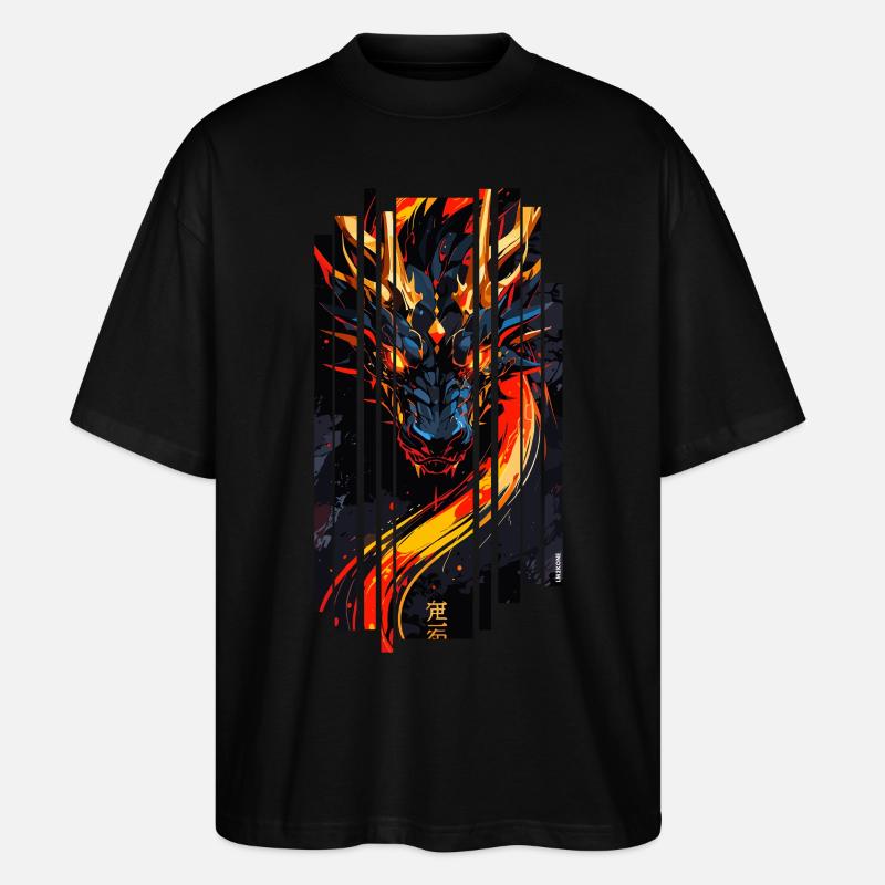 Roter Fantasy-Drache - Stanley/Stella Oversized Unisex Bio T-Shirt Blaster 2.0 - Schwarz