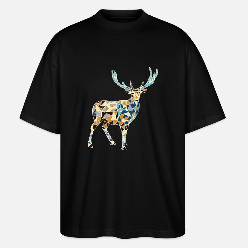 Gelbe und blaue Hirsch - Stanley/Stella Oversized Unisex Bio T-Shirt Blaster 2.0 - Schwarz