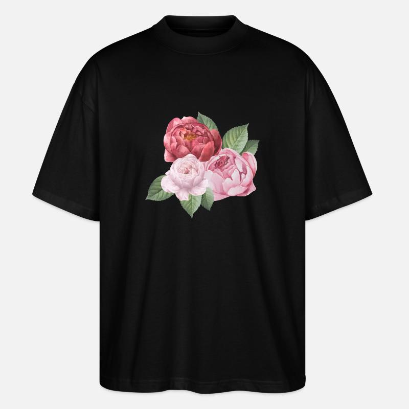 Spring_Pfingstrosen - Stanley/Stella Oversized Unisex Bio T-Shirt Blaster 2.0 - Schwarz