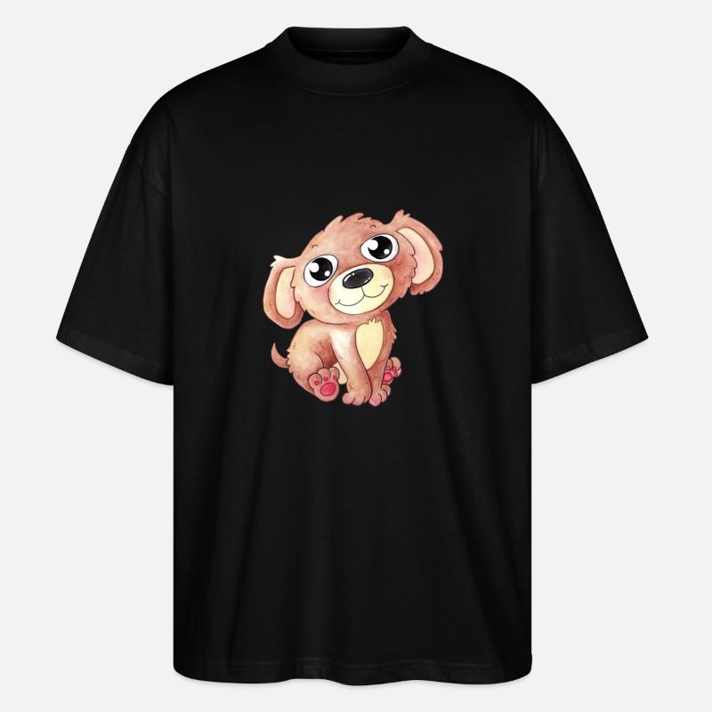 Chien de dessin animé mignon - T-shirt bio Blaster 2.0 coupe oversize Stanley/Stella Unisexe - noir