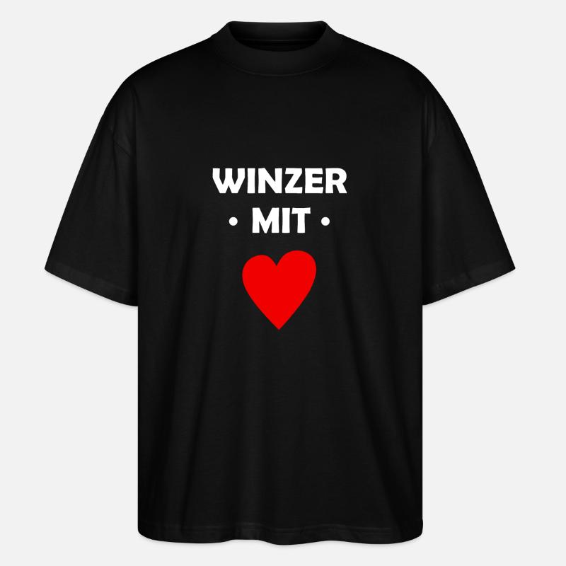 Winzer mit Herz - Stanley/Stella Oversized Unisex Bio T-Shirt Blaster 2.0 - Schwarz