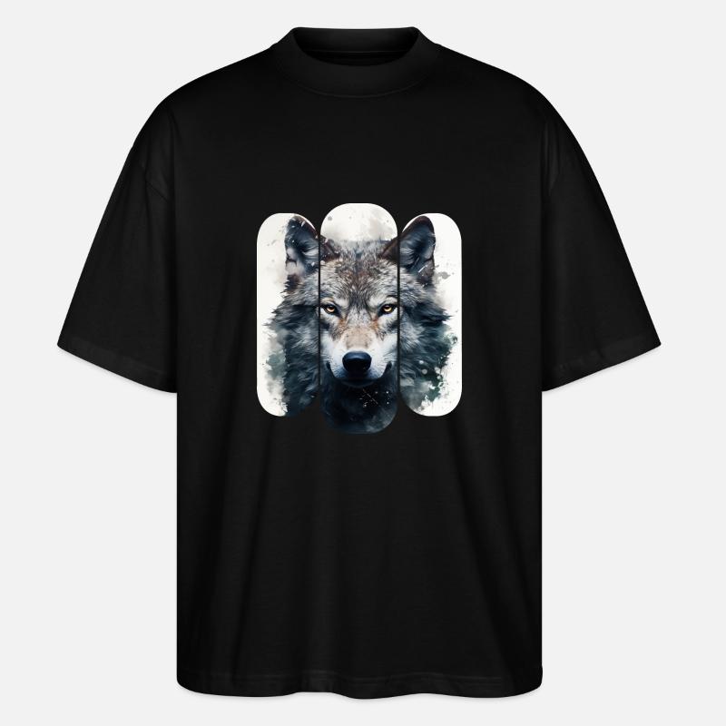 Wolf im Schnee Stammesdesign - Stanley/Stella Oversized Unisex Bio T-Shirt Blaster 2.0 - Schwarz