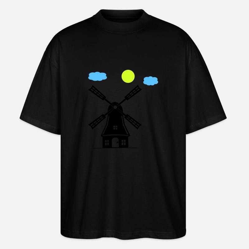 windmühle - Stanley/Stella Oversized Unisex Bio T-Shirt Blaster 2.0 - Schwarz
