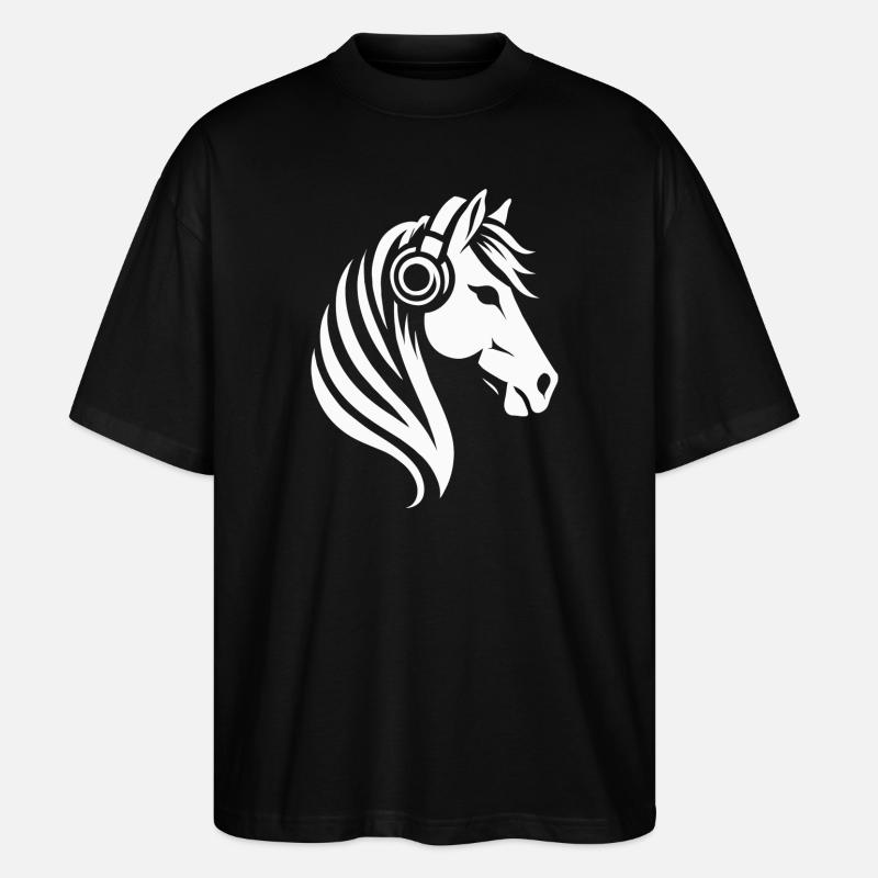 Melodisches Pferdeportrait - Stanley/Stella Oversized Unisex Bio T-Shirt Blaster 2.0 - Schwarz