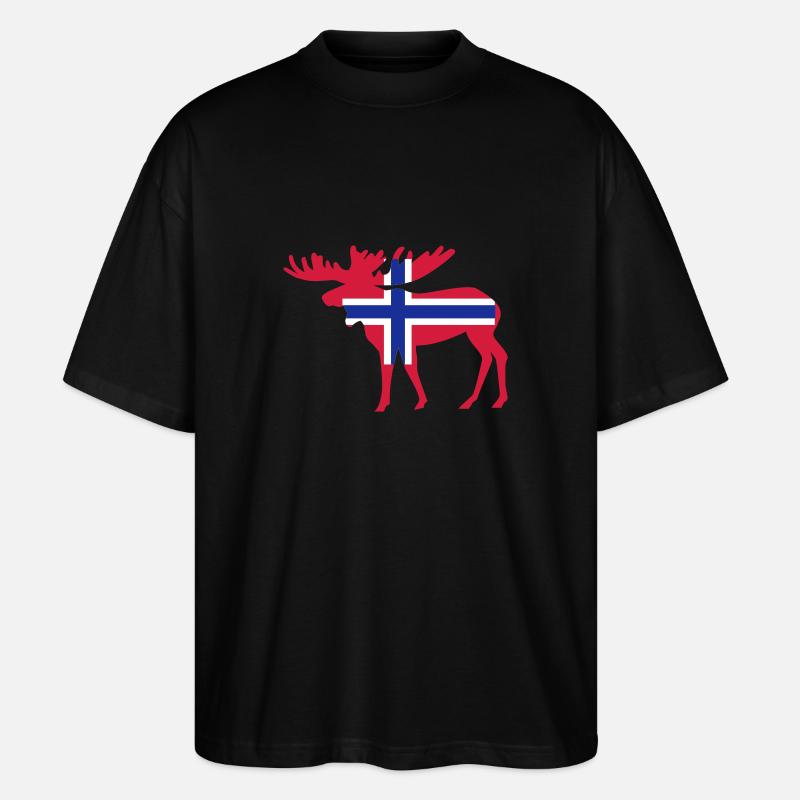 Norwegen - Elch - Stanley/Stella Oversized Unisex Bio T-Shirt Blaster 2.0 - Schwarz