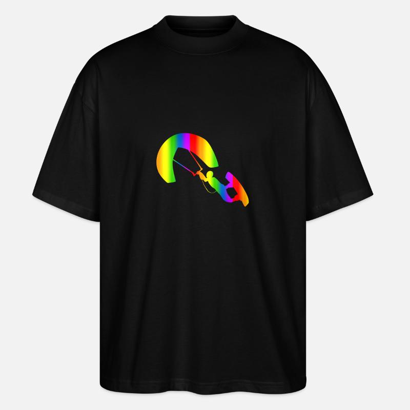 Bunter Kitesurfing Regenbogen - Stanley/Stella Oversized Unisex Bio T-Shirt Blaster 2.0 - Schwarz