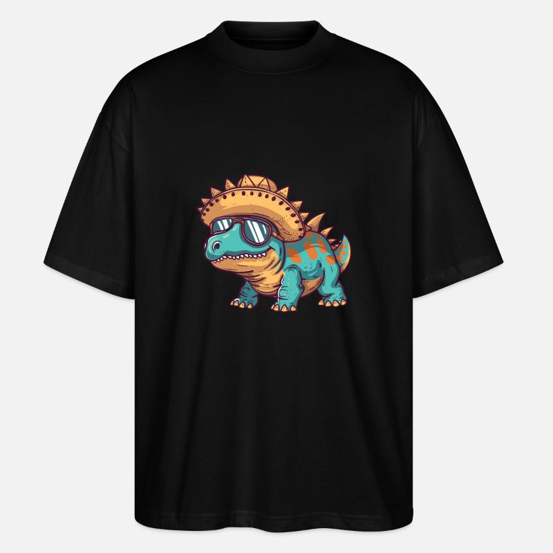 Dinosaurier stegosaurus Sombrero - Stanley/Stella Oversized Unisex Bio T-Shirt Blaster 2.0 - Schwarz