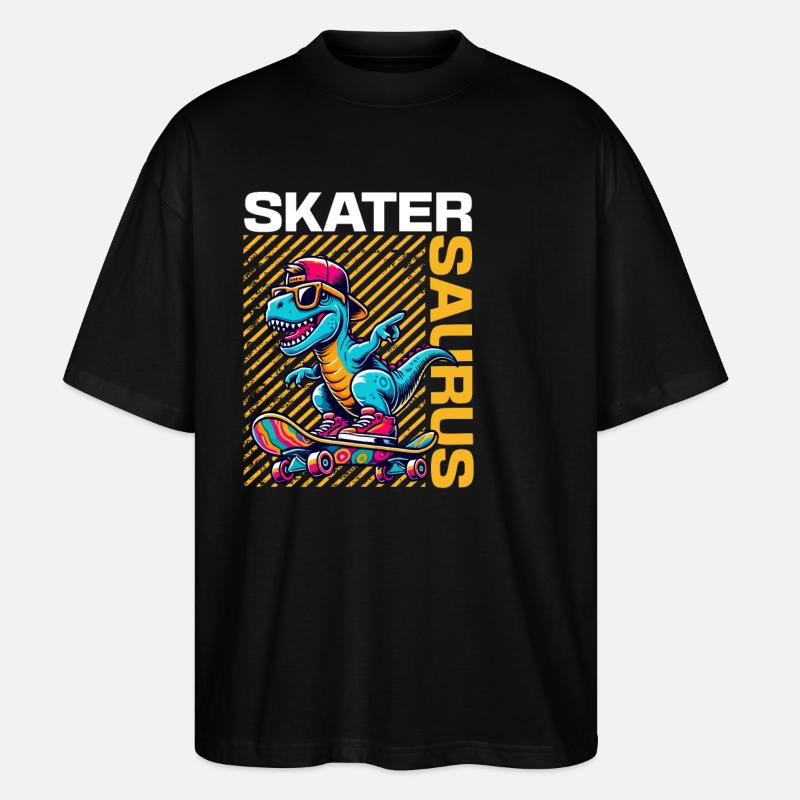Skatersaurus Cool Dinosaur Skateboard Rétro - T-shirt bio Blaster 2.0 coupe oversize Stanley/Stella Unisexe - noir
