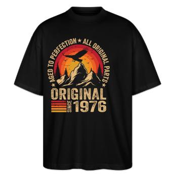Original 1976 Vintage 1976 Anniversaire 1976 Rétro - T-shirt bio Blaster 2.0 coupe oversize Stanley/Stella Unisexe - noir - Devant - Alina (178cm) & Michal (187cm)