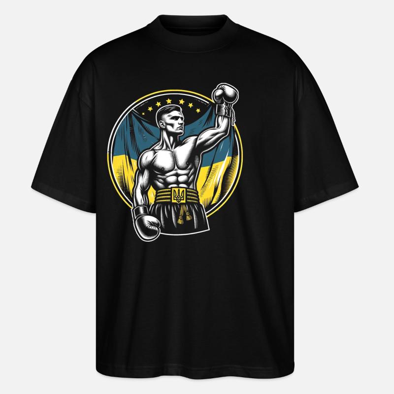 Ukrainian boxer Patriotic boxer - Stanley/Stella Oversized Unisex Organic T-shirt Blaster 2.0 - black