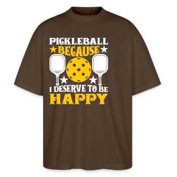 PPickleball Player Paddleball Tournament Dinking - T-shirt bio Blaster 2.0 coupe oversize Stanley/Stella Unisexe - marron foncé - Devant - Alina (178cm) & Michal (187cm)
