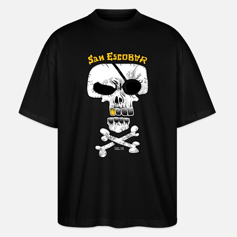 SAN ESCOBAR - Drapeau pirate / Crâne - T-shirt bio Blaster 2.0 coupe oversize Stanley/Stella Unisexe - noir