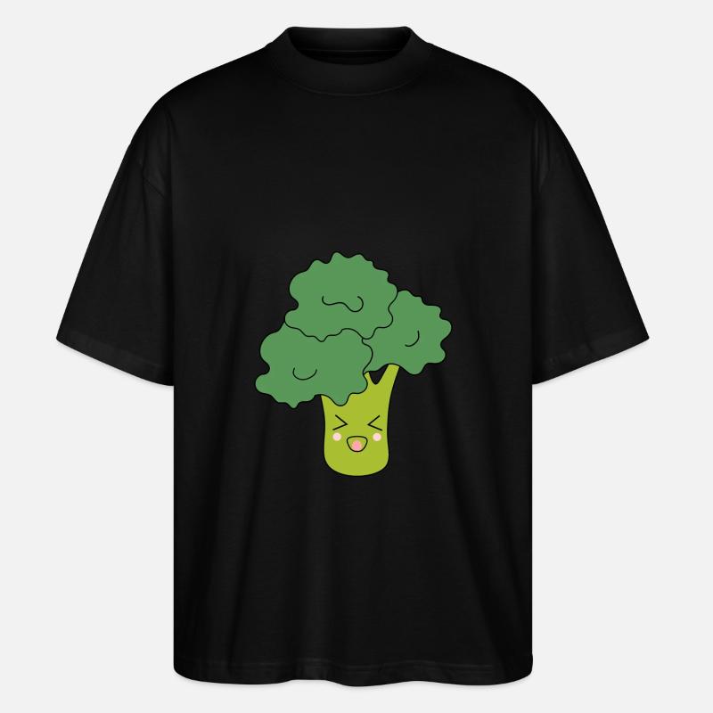 Kawaii Brocoli Légumes vegan - T-shirt bio Blaster 2.0 coupe oversize Stanley/Stella Unisexe - noir