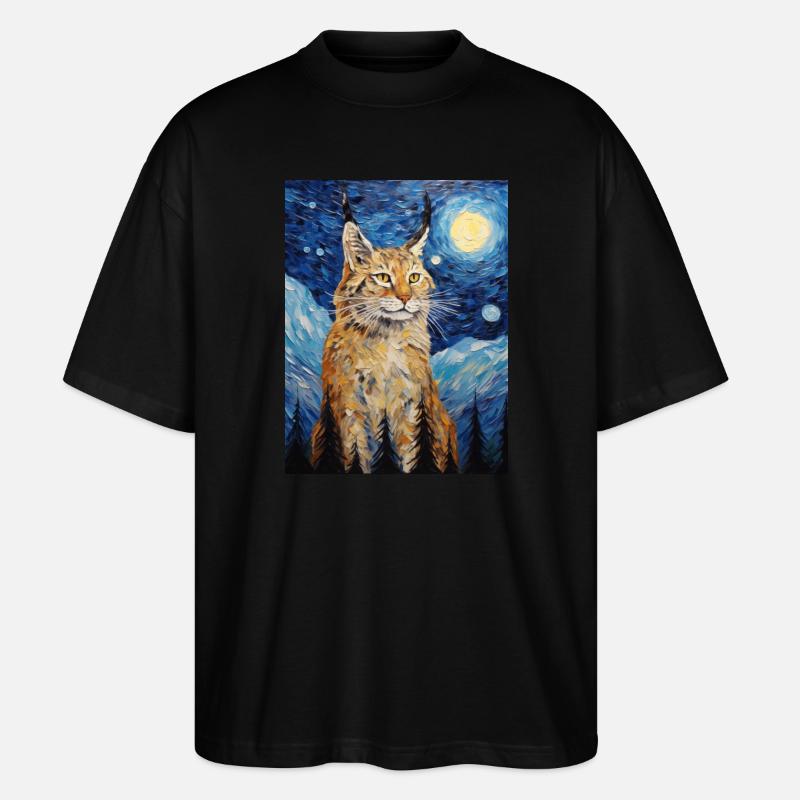 luchs, van gogh, sternennacht, tier - Stanley/Stella Oversized Unisex Bio T-Shirt Blaster 2.0 - Schwarz