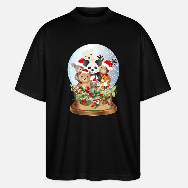 schöne nostalgische Schneekugel mit Kuscheltiere - Stanley/Stella Oversized Unisex Bio T-Shirt Blaster 2.0 - Schwarz