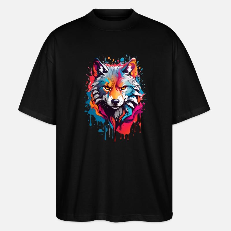 Coole Wolf - Stanley/Stella Oversized Unisex Bio T-Shirt Blaster 2.0 - Schwarz