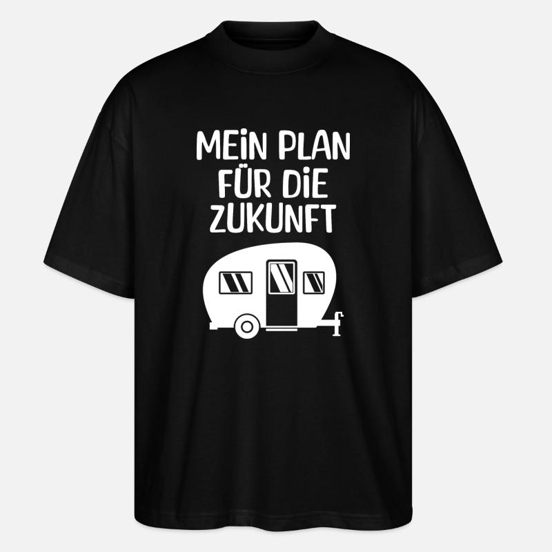 Wanderlust Camping Chillen Wohnwagen Statement - Stanley/Stella Oversized Unisex Bio T-Shirt Blaster 2.0 - Schwarz