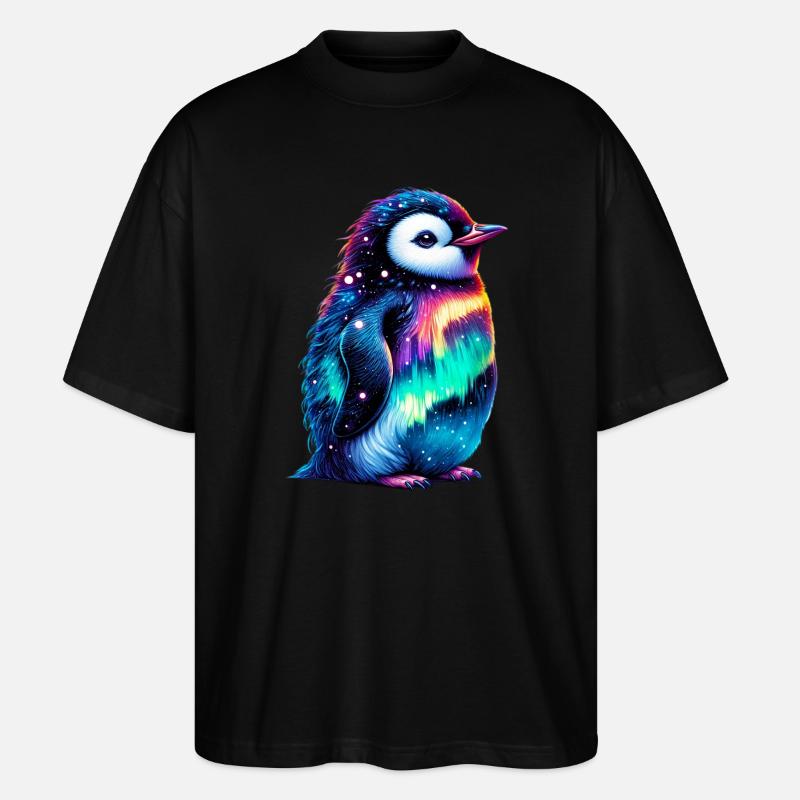 Aurora Borealis Pinguin - Stanley/Stella Oversized Unisex Bio T-Shirt Blaster 2.0 - Schwarz