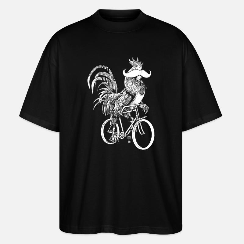 Rooster & Bicycles - white version - Stanley/Stella Oversized Unisex Organic T-shirt Blaster 2.0 - black