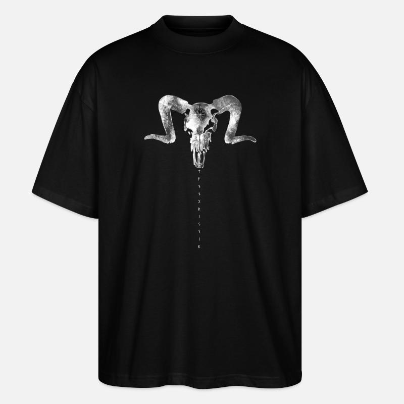 Ram Skull Mystische Symbolik - Stanley/Stella Oversized Unisex Bio T-Shirt Blaster 2.0 - Schwarz