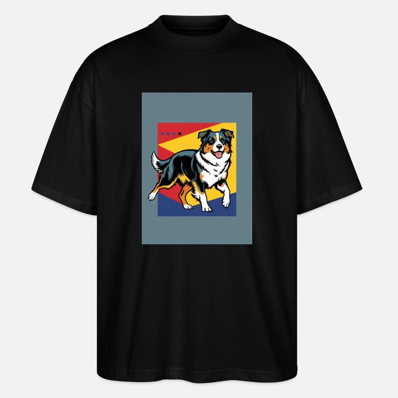 chien berger australien - T-shirt bio Blaster 2.0 coupe oversize Stanley/Stella Unisexe - noir
