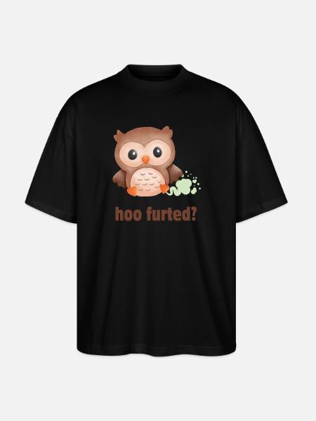 Hoo Furted Owl Pun - Stanley/Stella Oversized Unisex Organic T-shirt Blaster 2.0 - black