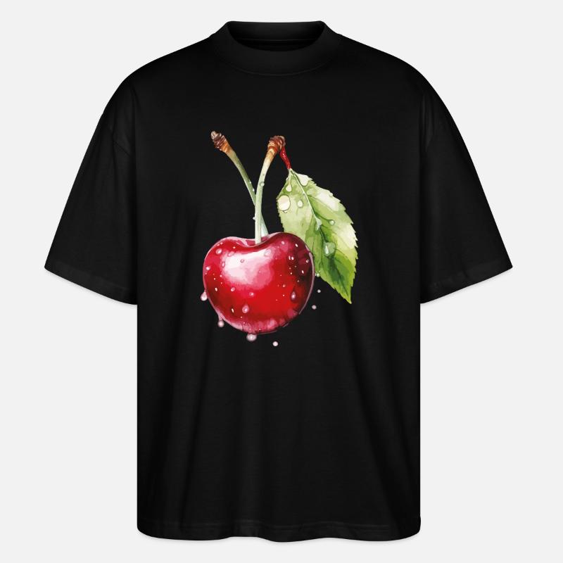 Fruchtige Kirsche mit Wassertröpfchen - Stanley/Stella Oversized Unisex Bio T-Shirt Blaster 2.0 - Schwarz
