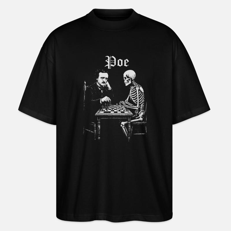 Poe and Skeleton Chess Duel - Stanley/Stella Oversized Unisex Organic T-shirt Blaster 2.0 - black