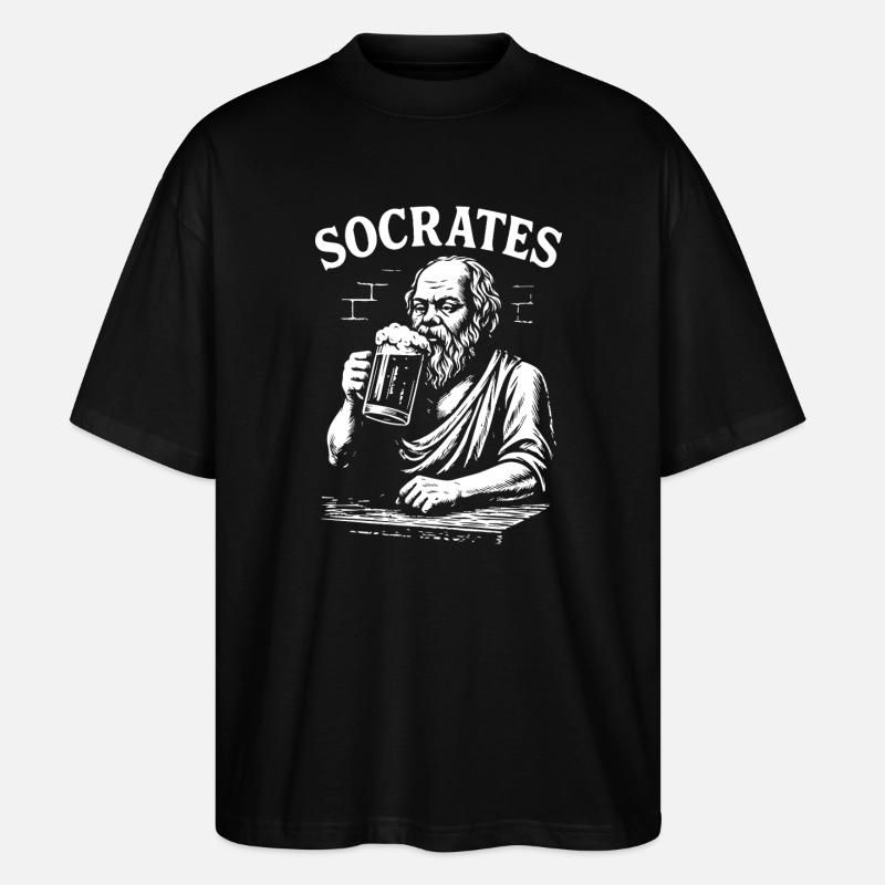 Portrait de la bière Socrate - T-shirt bio Blaster 2.0 coupe oversize Stanley/Stella Unisexe - noir