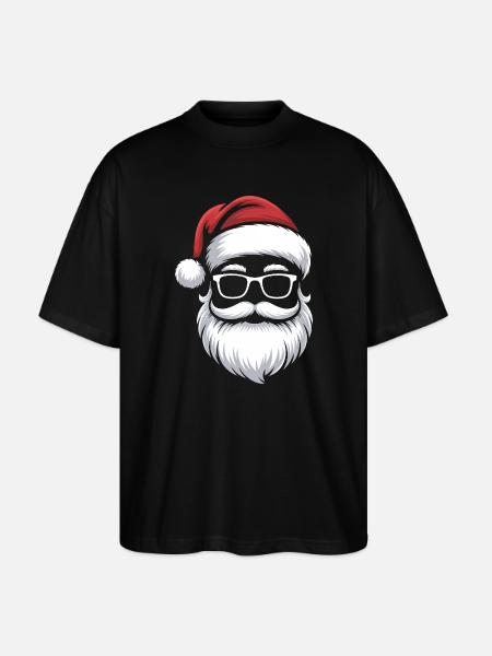 Weihnachtsmann mit Schnurrbart Brille - Stanley/Stella Oversized Unisex Bio T-Shirt Blaster 2.0 - Schwarz