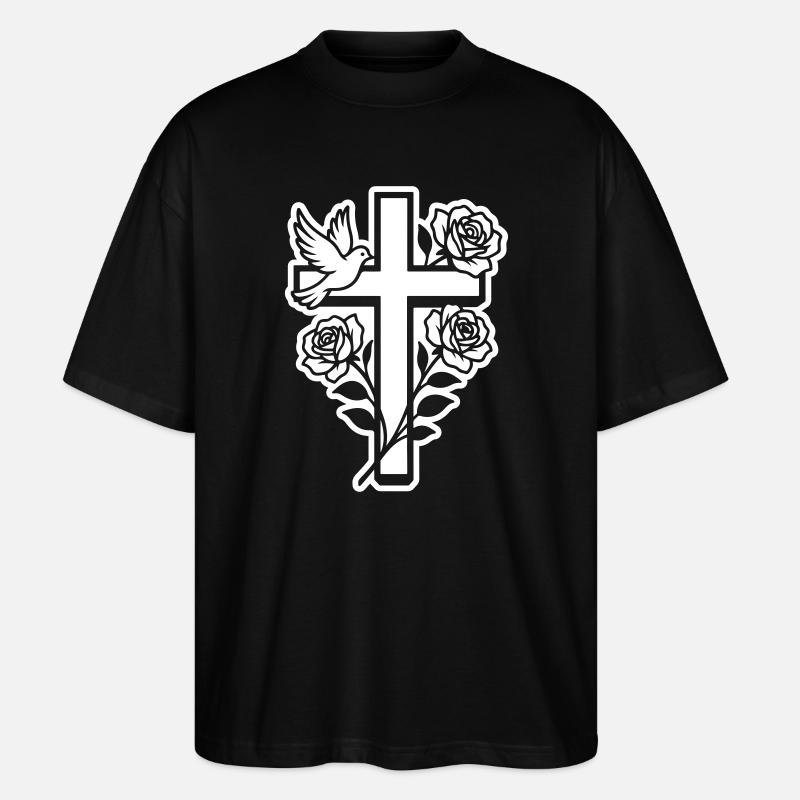 Colombe croix chrétienne - T-shirt bio Blaster 2.0 coupe oversize Stanley/Stella Unisexe - noir