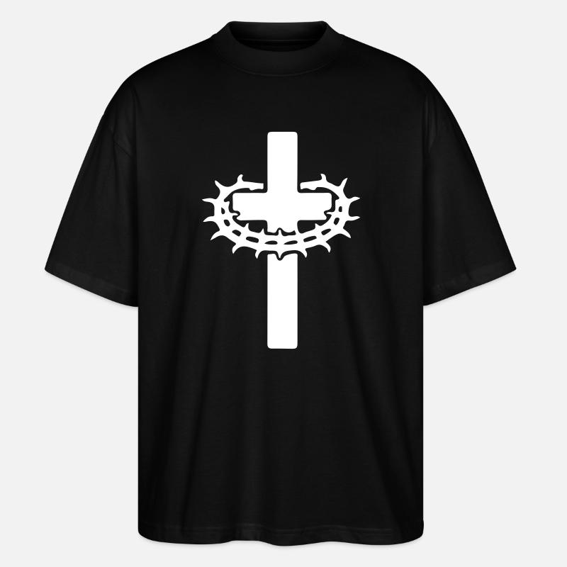 Couronne de croix d’épines Jésus - T-shirt bio Blaster 2.0 coupe oversize Stanley/Stella Unisexe - noir