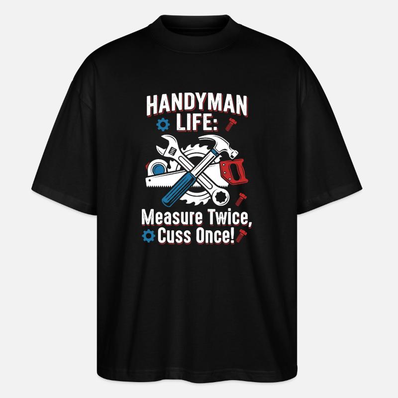 Handwerkerleben: Maß zwei Mal - Stanley/Stella Oversized Unisex Bio T-Shirt Blaster 2.0 - Schwarz