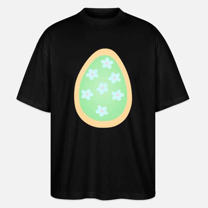 Pastel Floral Egg Pattern - Stanley/Stella Oversized Unisex Organic T-shirt Blaster 2.0 - black