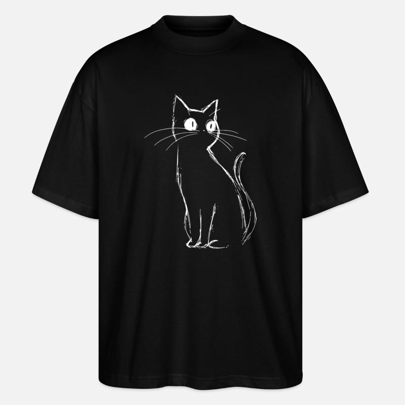 Croquis de chat - T-shirt bio Blaster 2.0 coupe oversize Stanley/Stella Unisexe - noir