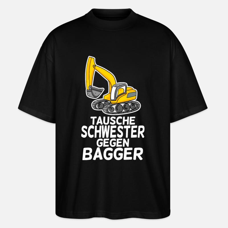 Tausche Schwester gegen Bagger - Stanley/Stella Oversized Unisex Bio T-Shirt Blaster 2.0 - Schwarz