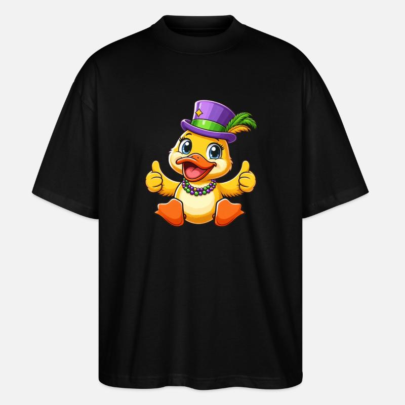 Mardi Gras Duck: Thumbs Up - Stanley/Stella Oversized Unisex Organic T-shirt Blaster 2.0 - black