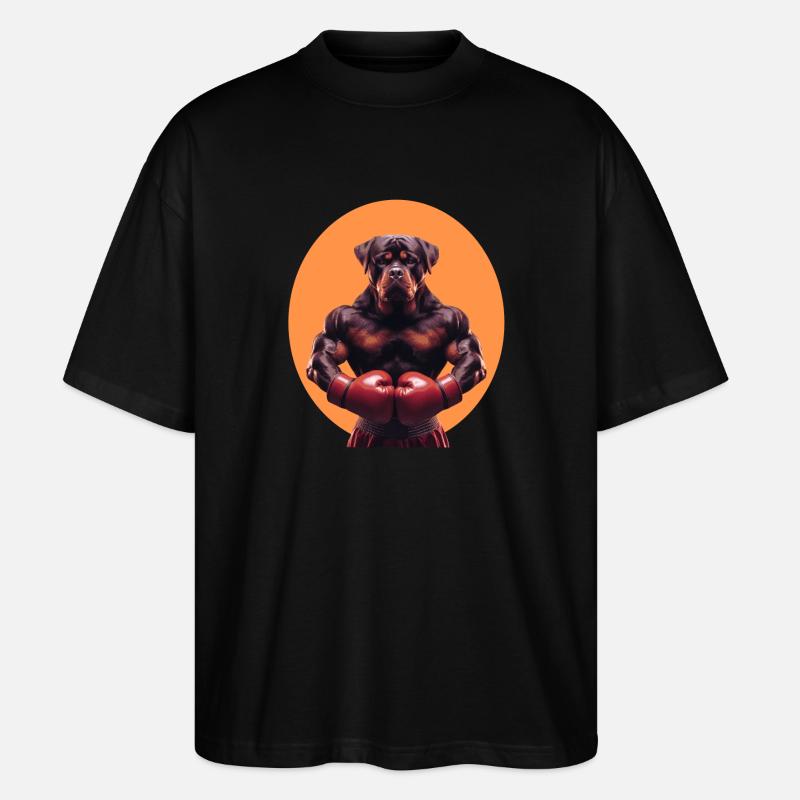 Rottweiler als Boxer - Stanley/Stella Oversized Unisex Bio T-Shirt Blaster 2.0 - Schwarz