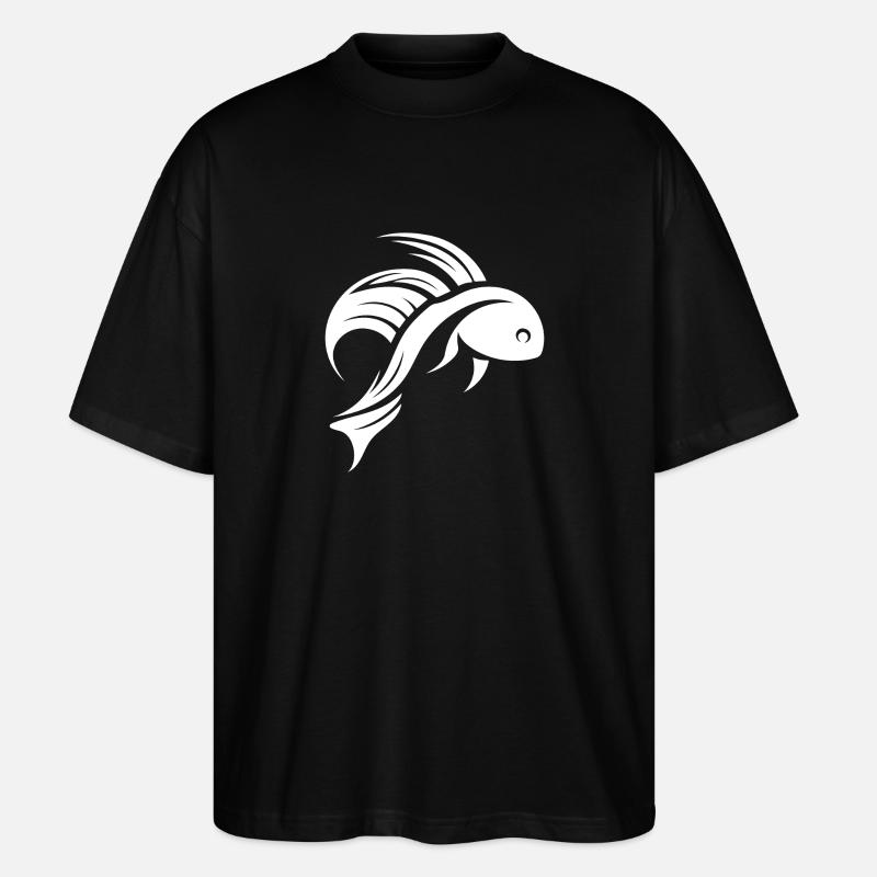 Fight Fish Portrait Tattoo - Stanley/Stella Oversized Unisex Organic T-shirt Blaster 2.0 - black