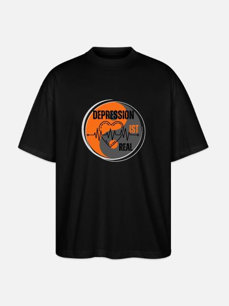 Depression ist Real - Stanley/Stella Oversized Unisex Bio T-Shirt Blaster 2.0 - Schwarz