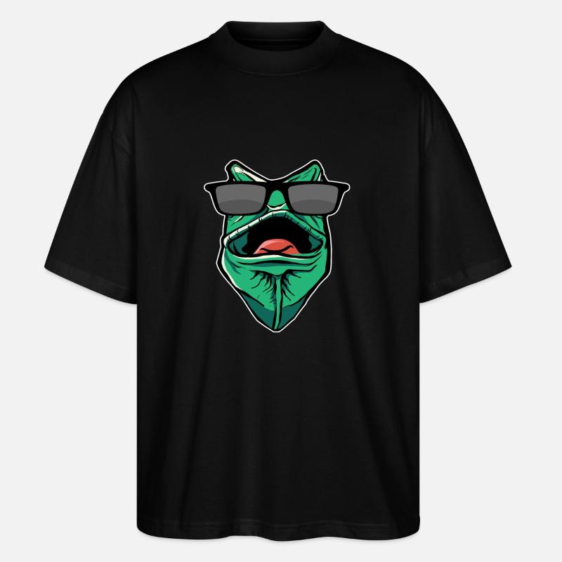 Funny Gecko With Sunglasses - Stanley/Stella Oversized Unisex Organic T-shirt Blaster 2.0 - black