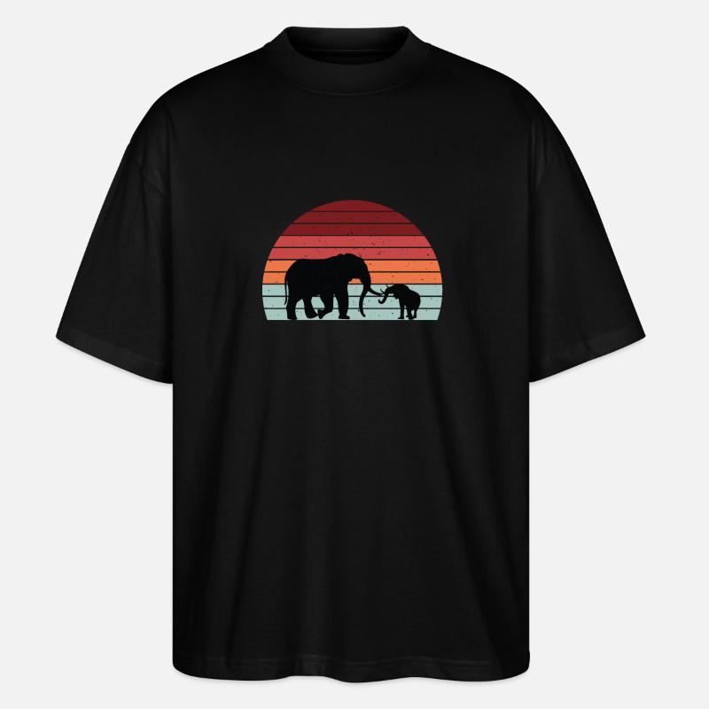 Éléphants Maman et Bébé - T-shirt bio Blaster 2.0 coupe oversize Stanley/Stella Unisexe - noir