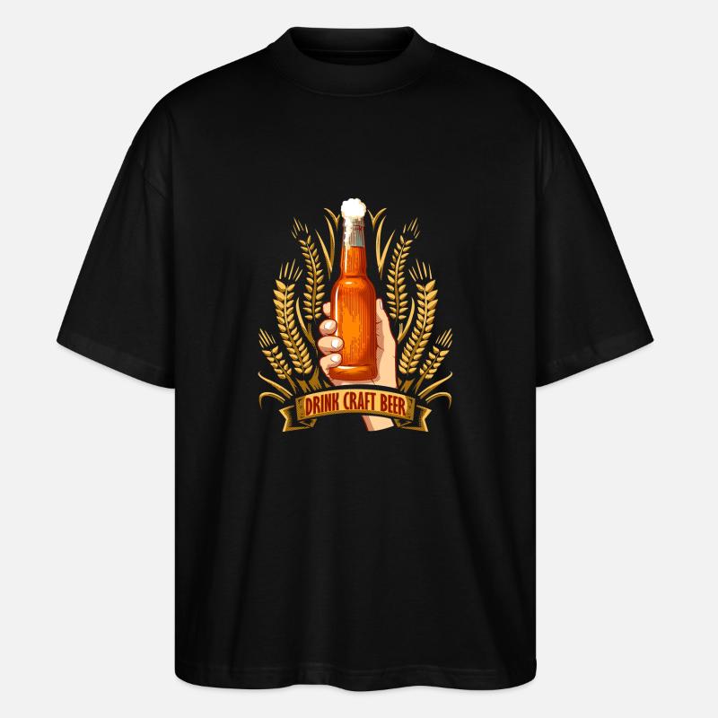 Trink Craftbier - Stanley/Stella Oversized Unisex Bio T-Shirt Blaster 2.0 - Schwarz