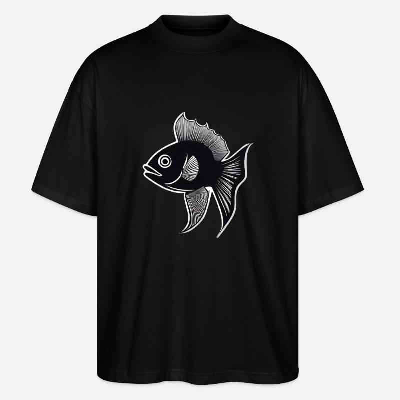 schwarz/weiße Fisch-Silhouette - Stanley/Stella Oversized Unisex Bio T-Shirt Blaster 2.0 - Schwarz